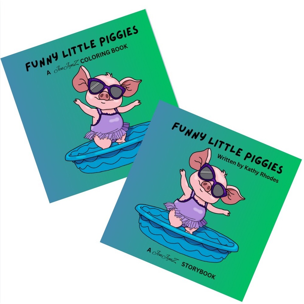 Hand-Illustrated StoryBook & Coloring Book Set by JenJynZ Funny Little Piggies